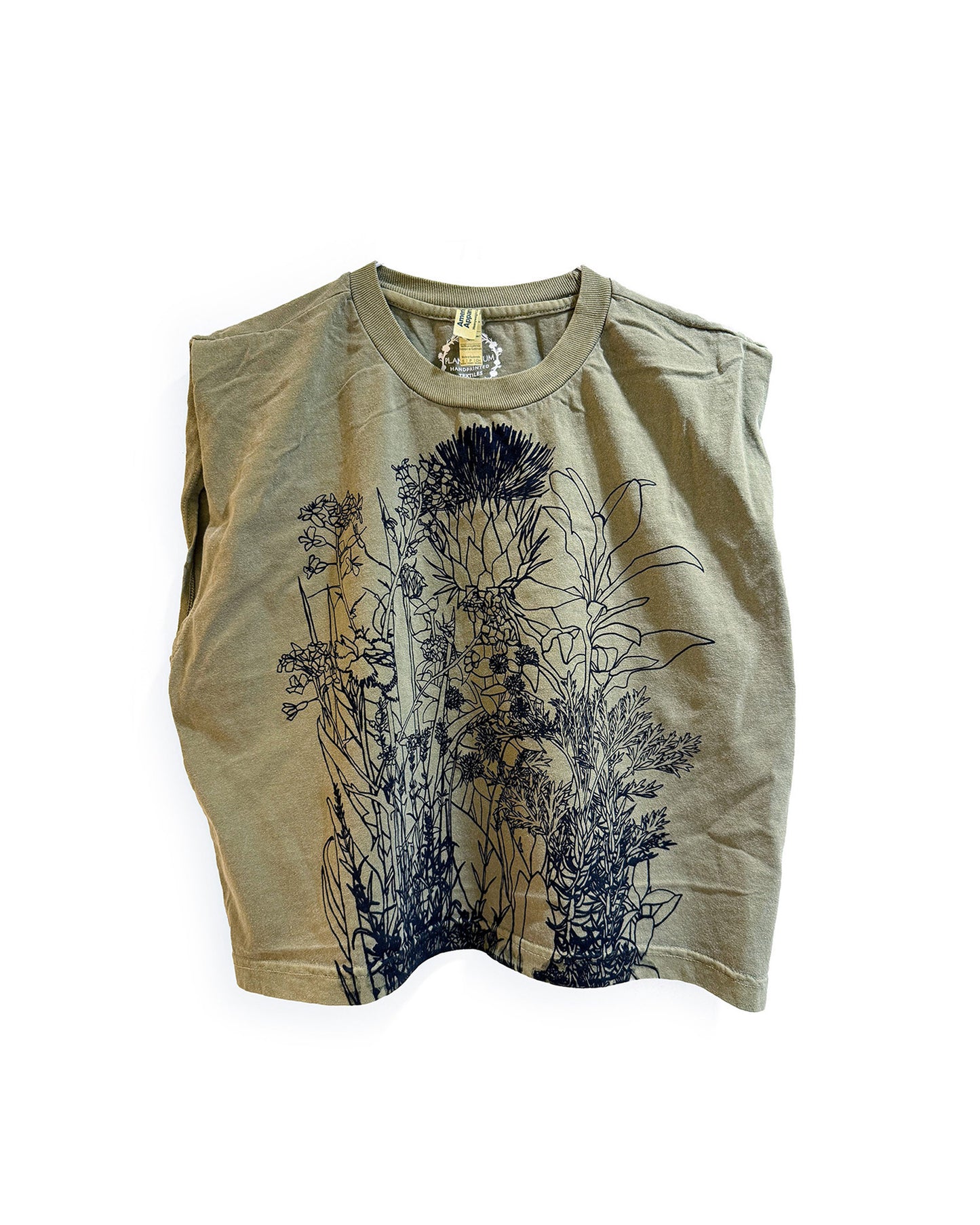 HERBS Handprinted Botanical Crop Top - Sustainable Cotton