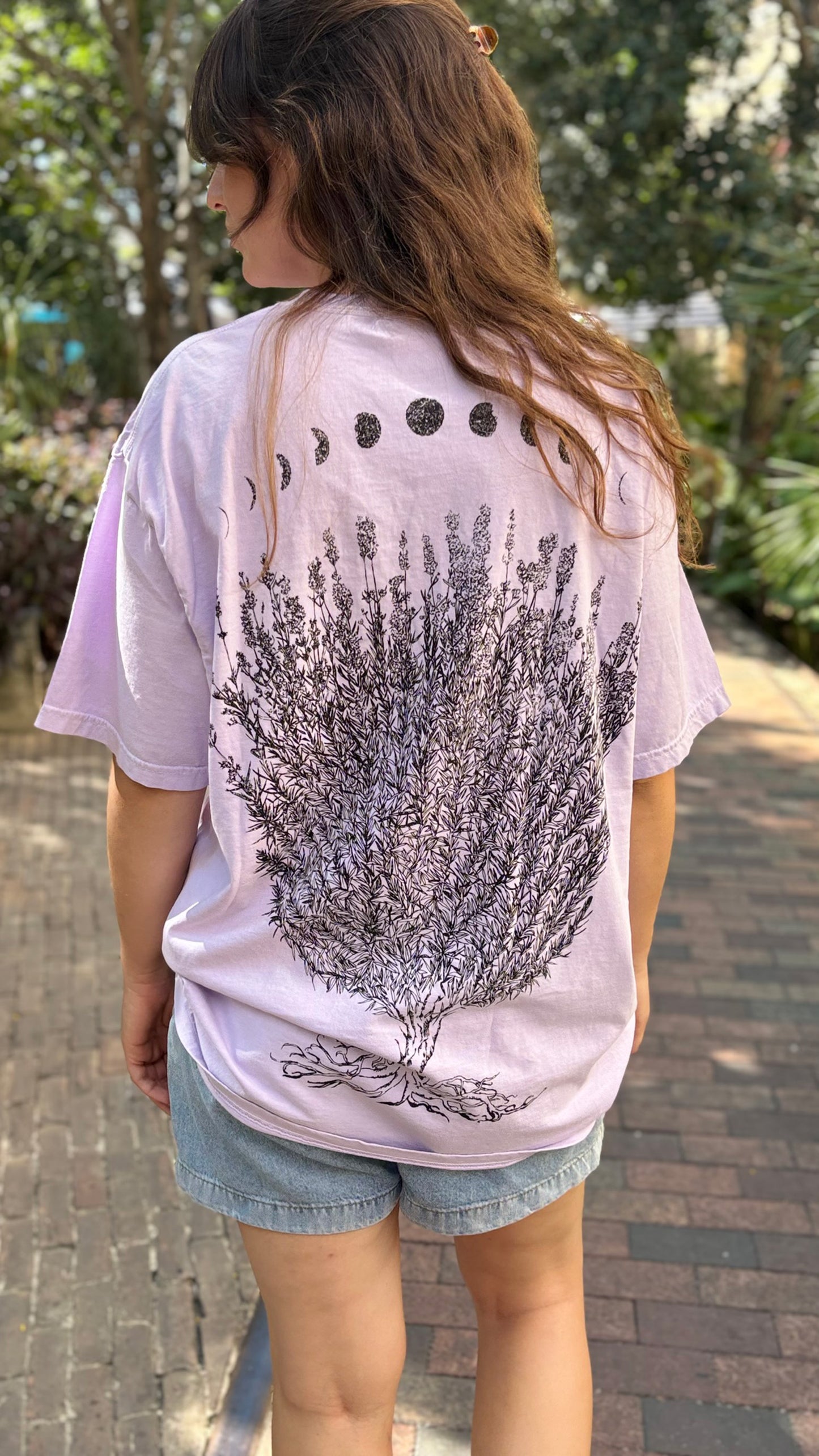 Lavender Moon T shirt - Handprinted Cotton Tee