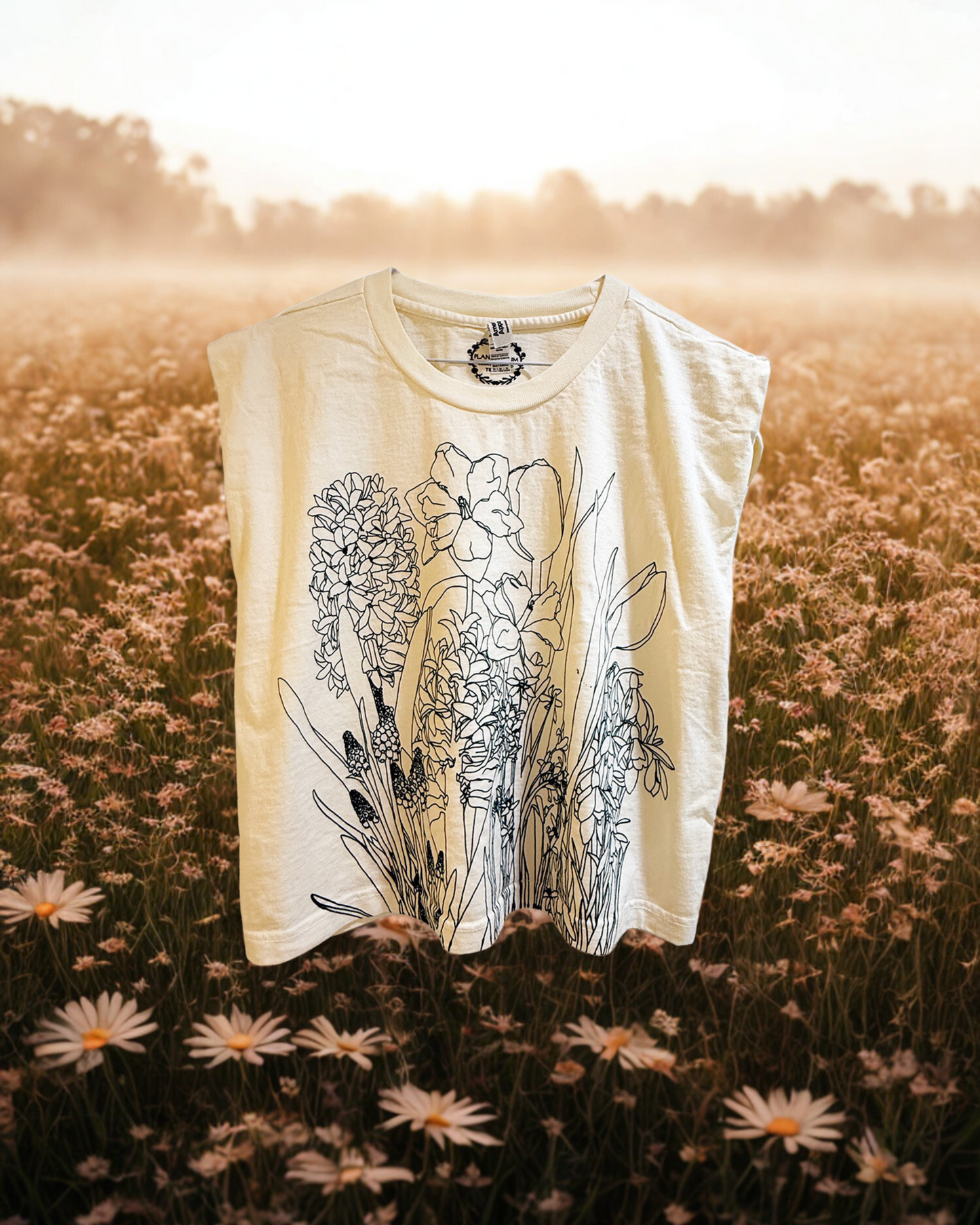 SPRING Handprinted Botanical Crop Top - Sustainable Cotton