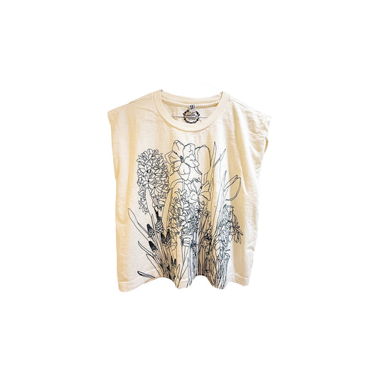 SPRING Handprinted Botanical Crop Top - Sustainable Cotton