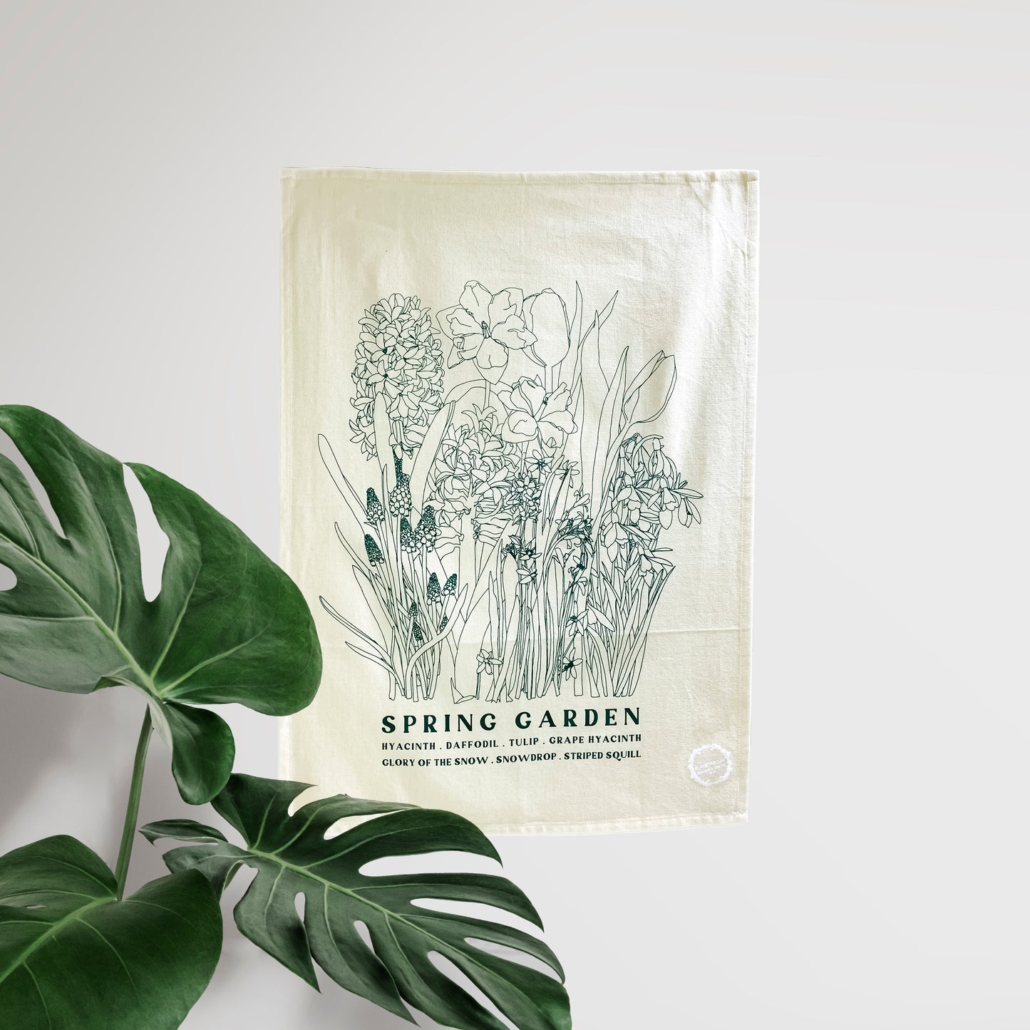 SPRING GARDEN Hand Printed Artisan Tea Towel