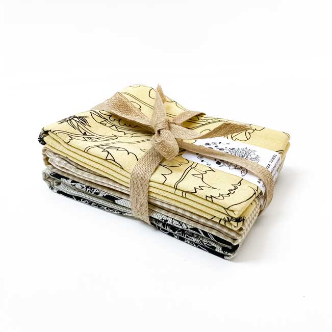Bloom Botanical Handprinted Artisan Tea Towel Gift Set
