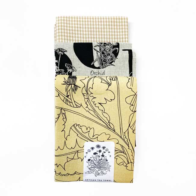 Bloom Botanical Handprinted Artisan Tea Towel Gift Set