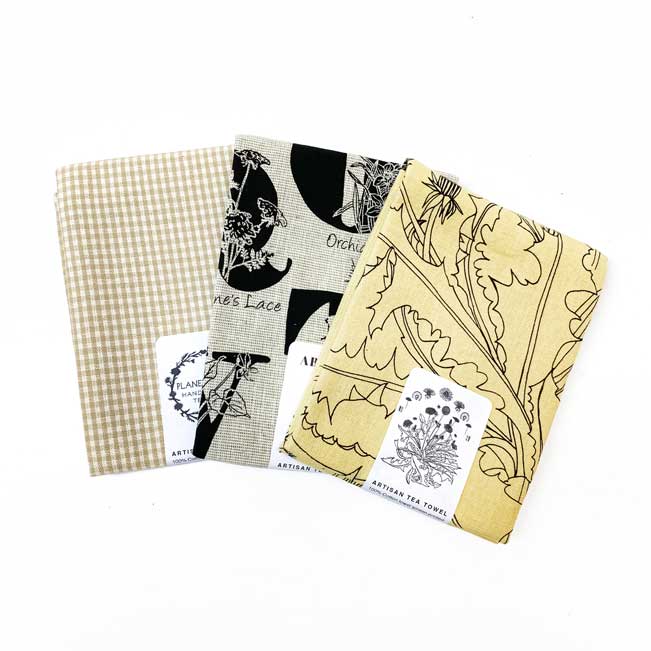 Bloom Botanical Handprinted Artisan Tea Towel Gift Set