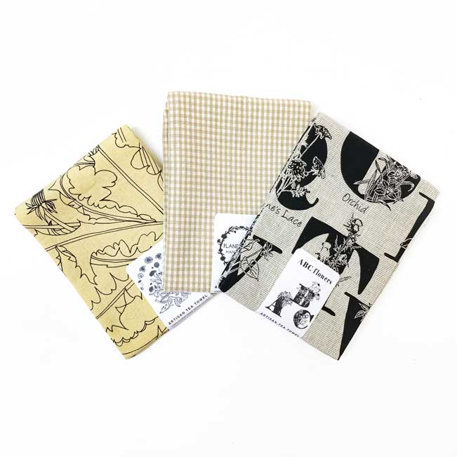 Bloom Botanical Handprinted Artisan Tea Towel Gift Set