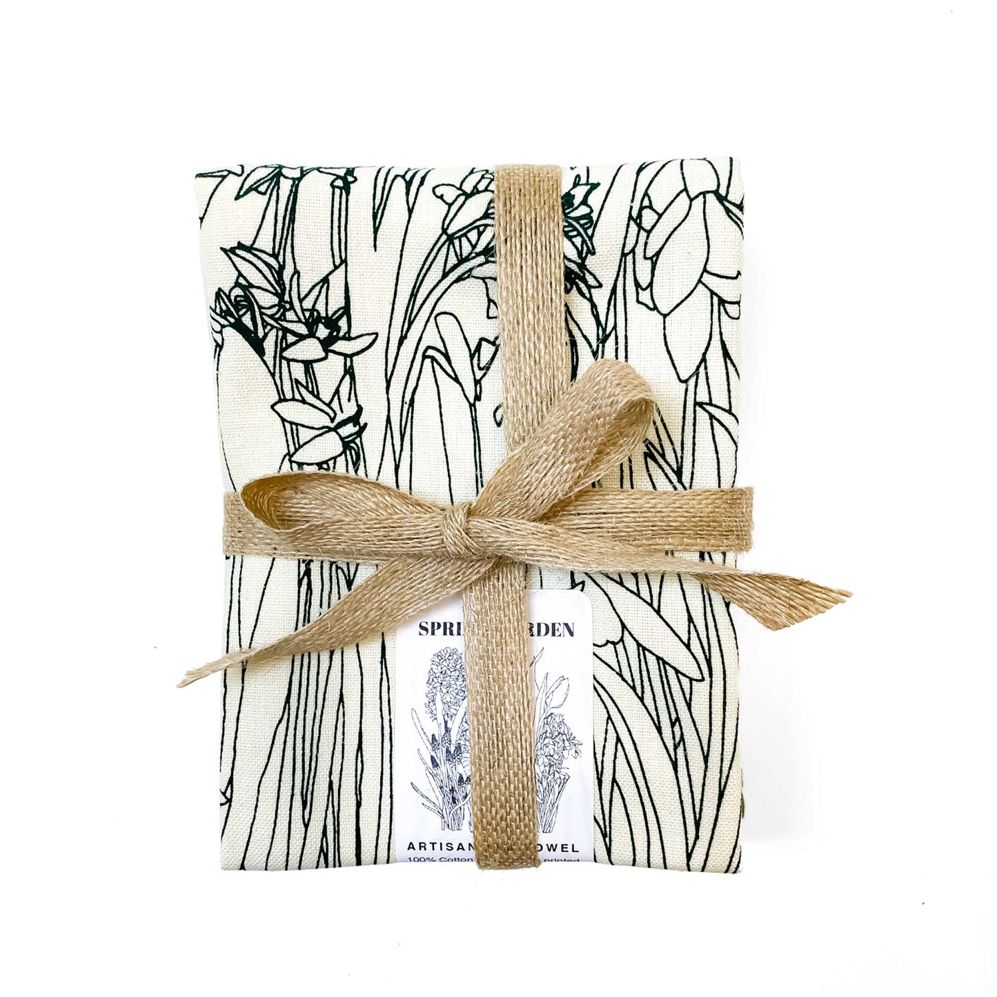 Sage Botanical Handprinted Artisan Tea Towel Set