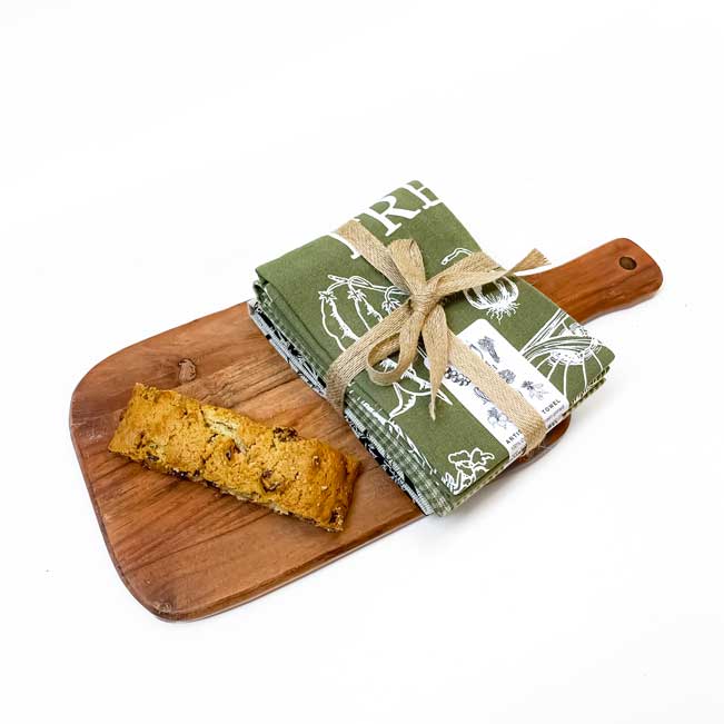 Sage Botanical Handprinted Artisan Tea Towel Set