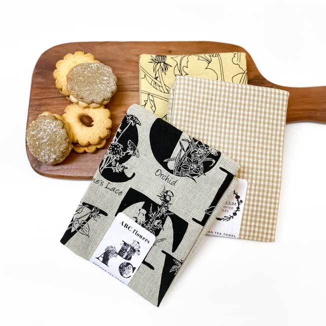 Bloom Botanical Handprinted Artisan Tea Towel Gift Set