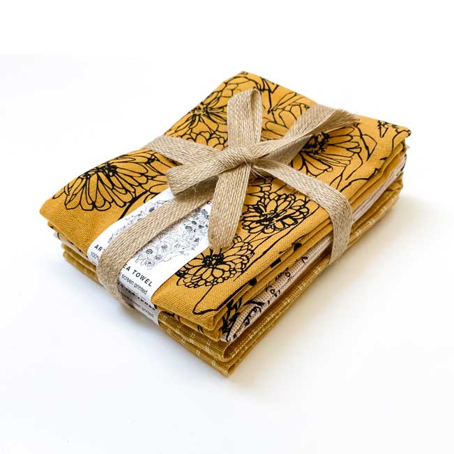 Handprinted Botanical Artisan Tea Towel Set