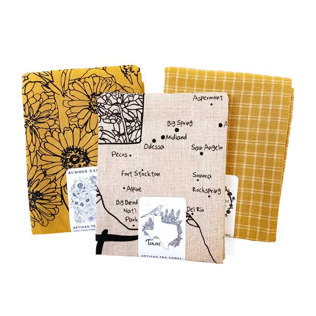 Handprinted Botanical Artisan Tea Towel Set