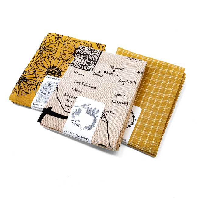 Handprinted Botanical Artisan Tea Towel Set