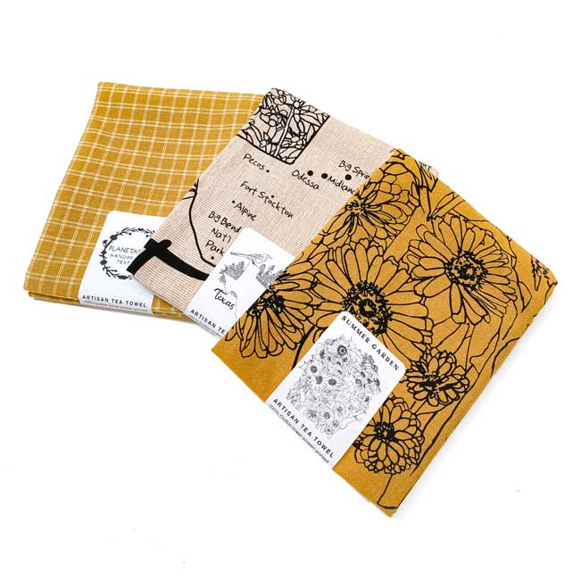 Handprinted Botanical Artisan Tea Towel Set