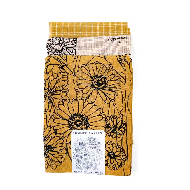 Handprinted Botanical Artisan Tea Towel Set