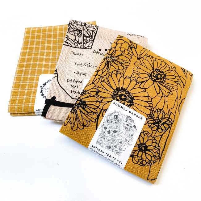 Handprinted Botanical Artisan Tea Towel Set