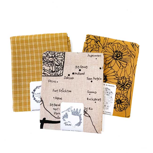 Handprinted Botanical Artisan Tea Towel Set
