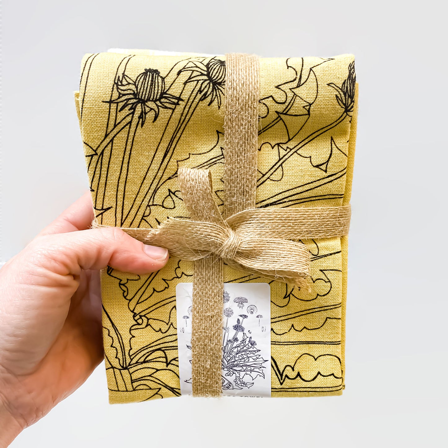 Yellow flowers Botanical Artisan Tea Towel set
