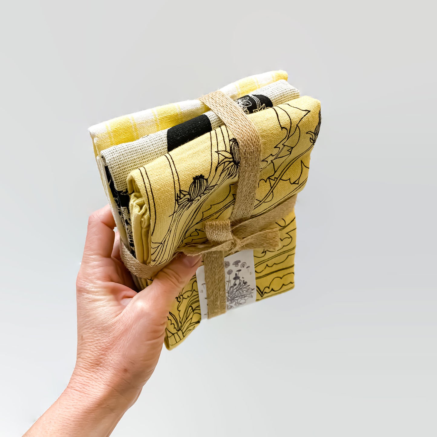 Yellow flowers Botanical Artisan Tea Towel set
