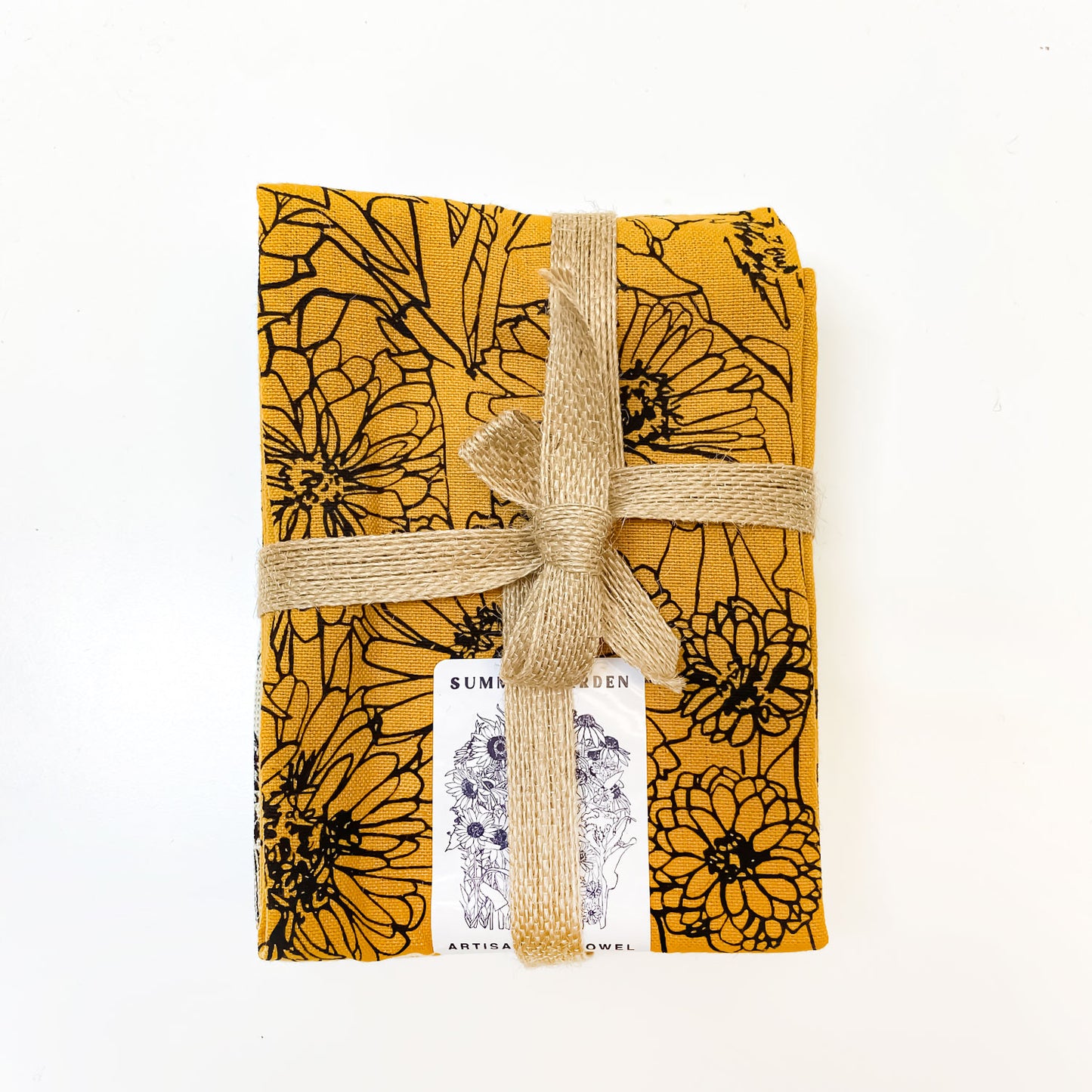 Summer Garden + ABC flowers Botanical Handprinted Artisan Tea Towel Set