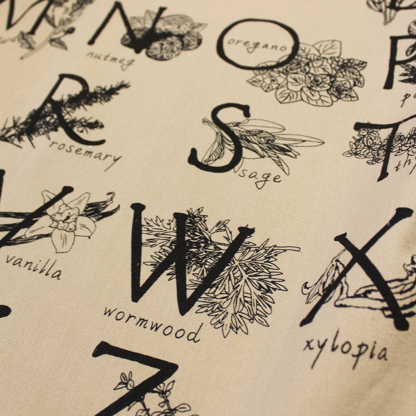 ABC HERBS & SPICES - Hand Printed Artisan Tea Towel