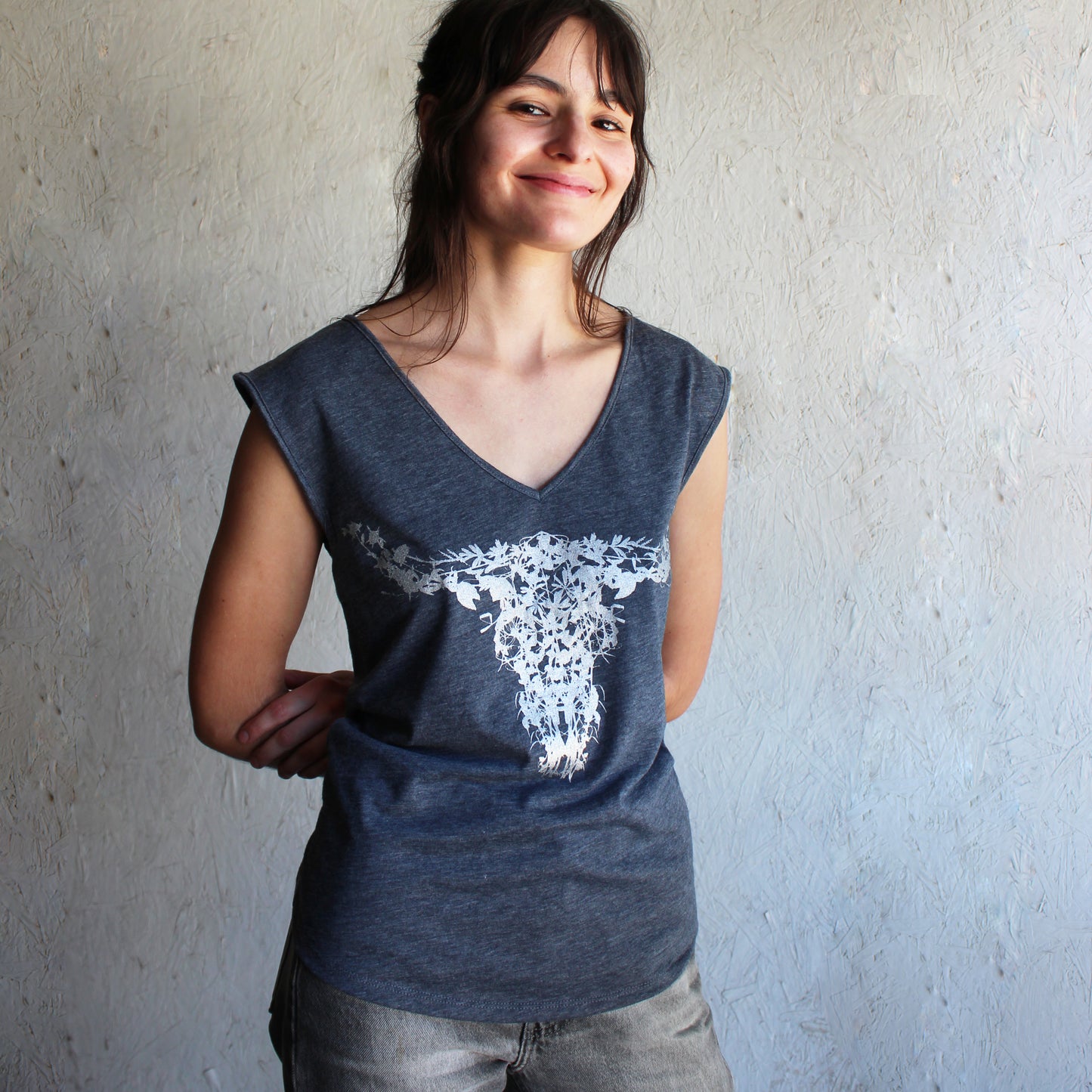 Texas Wildflowers Long Horn Botanical hand Printed Top