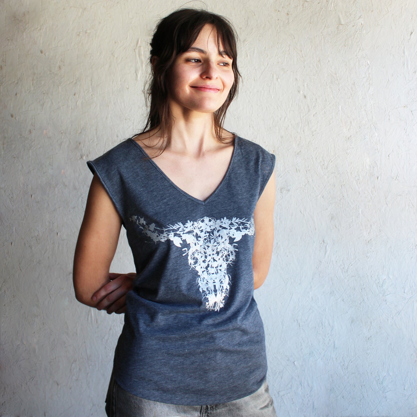 Texas Wildflowers Long Horn Botanical hand Printed Top
