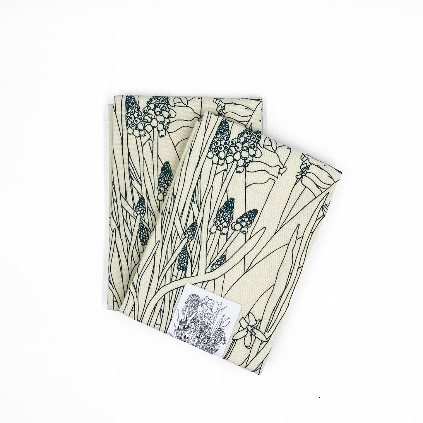 SPRING GARDEN Hand Printed Artisan Tea Towel