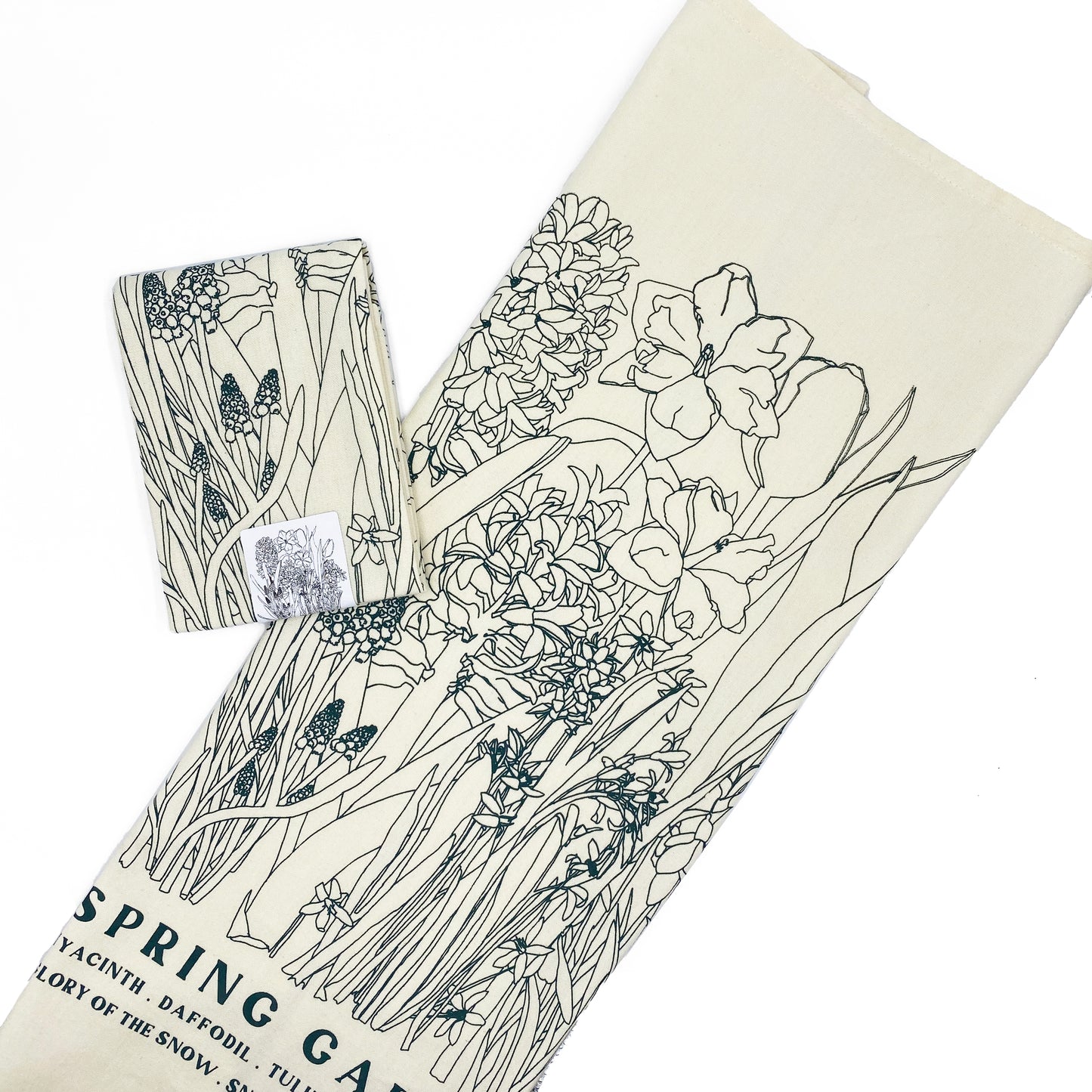 SPRING GARDEN Hand Printed Artisan Tea Towel
