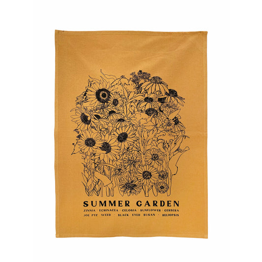 SUMMER GARDEN Hand Printed Artisan Tea Towel