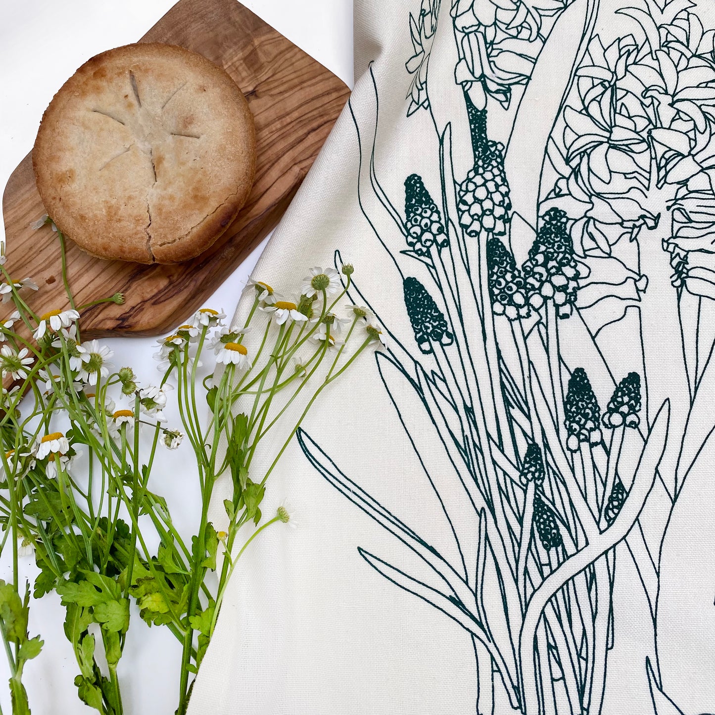 SPRING GARDEN Hand Printed Artisan Tea Towel
