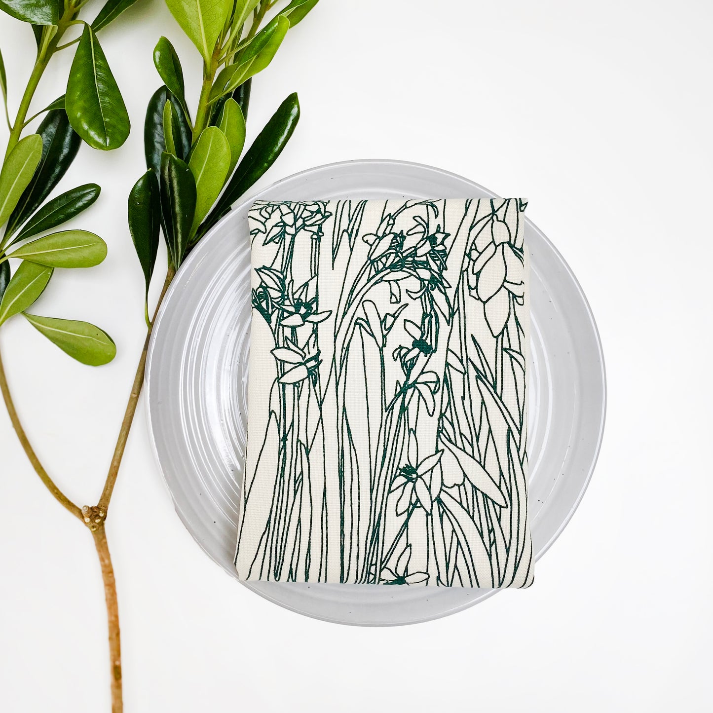 SPRING GARDEN Hand Printed Artisan Tea Towel