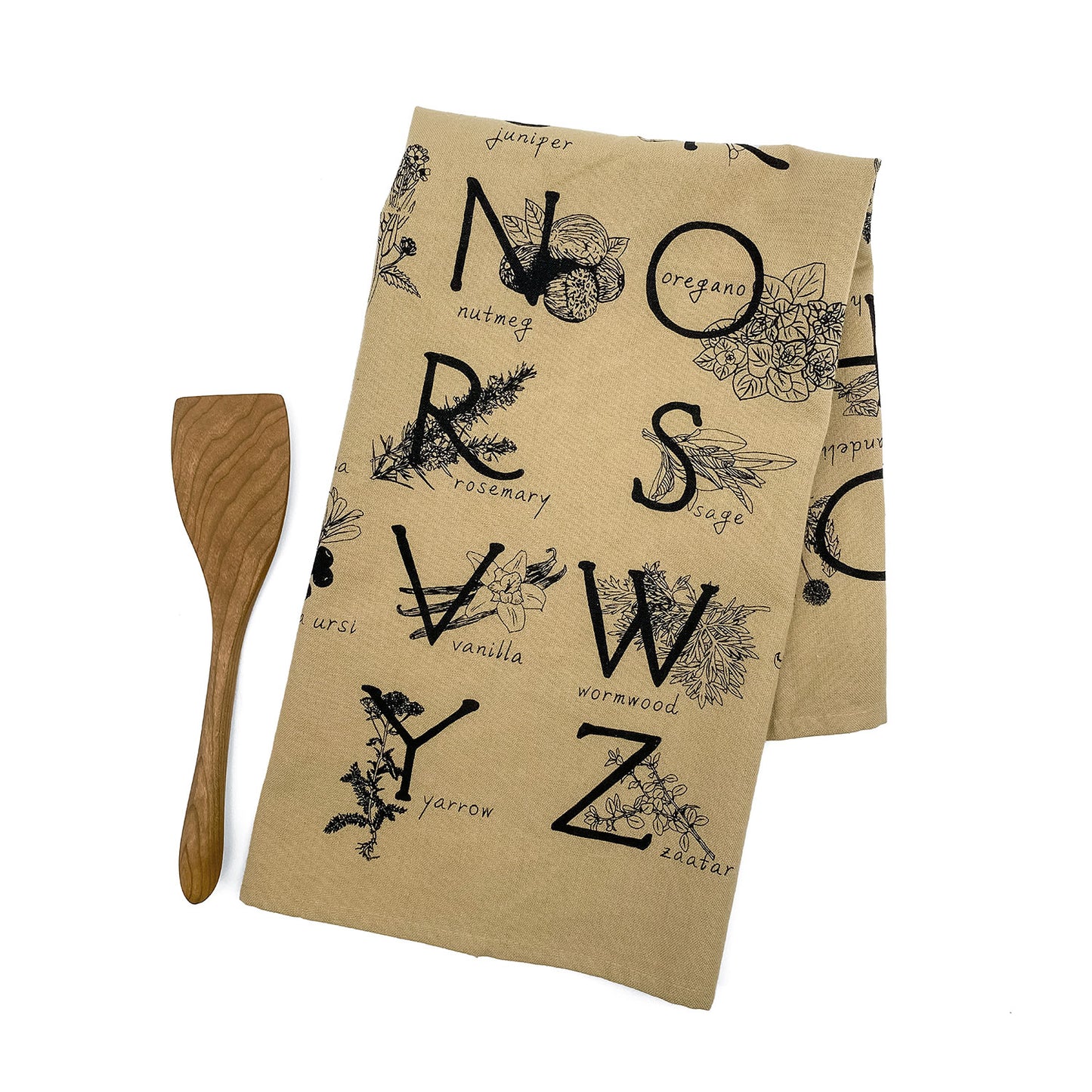 ABC HERBS & SPICES - Hand Printed Artisan Tea Towel