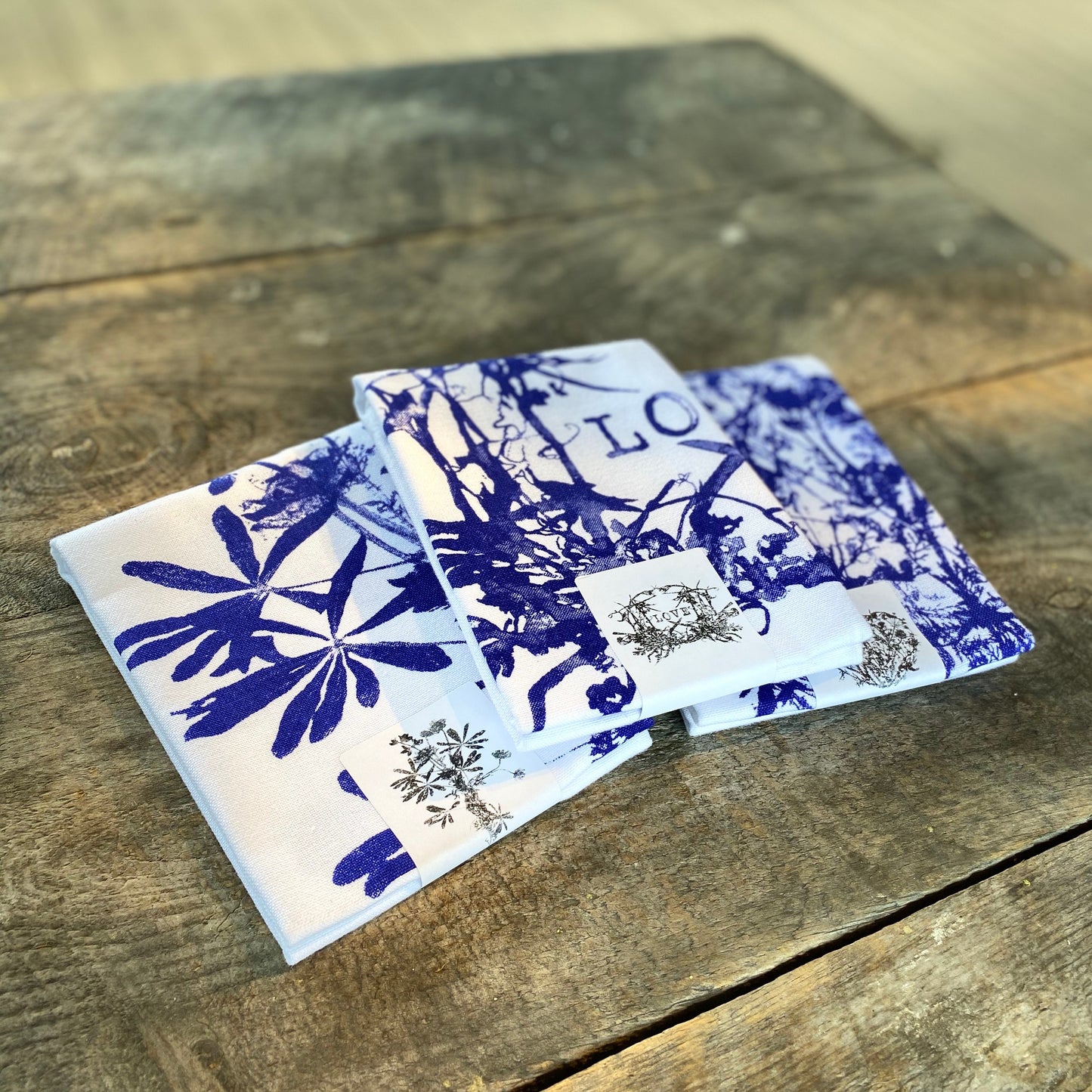 Wildflowers Love + Wildflowers Heart + Wildflowers Bouquet - Hand Printed Artisan Tea Towels