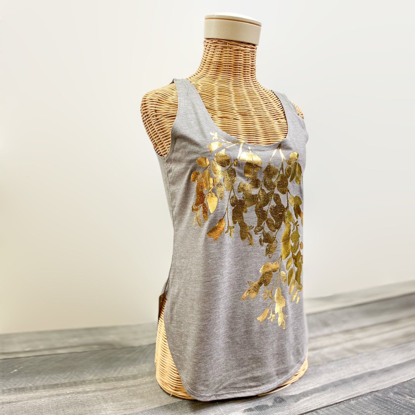 Wild golden leaves botanical tank top