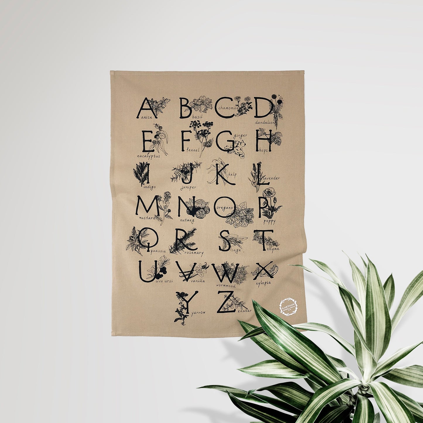 ABC HERBS & SPICES - Hand Printed Artisan Tea Towel