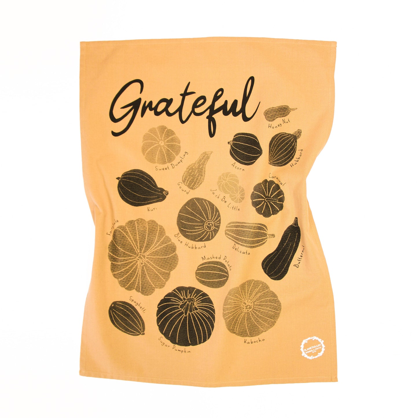 Grateful Gourds Tea Towel - Vibrant Squash and Pumpkin Design
