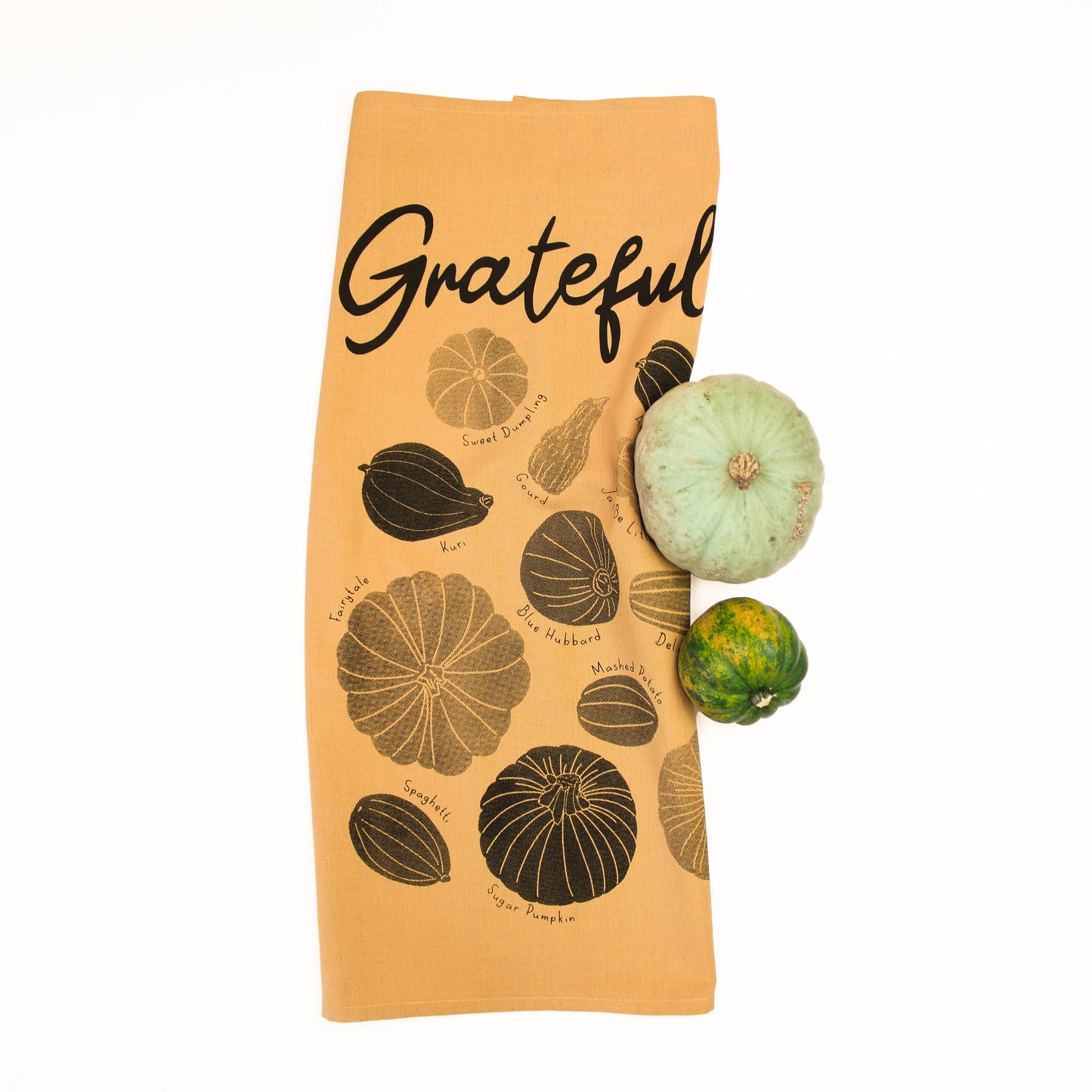 Grateful Gourds Tea Towel - Vibrant Squash and Pumpkin Design