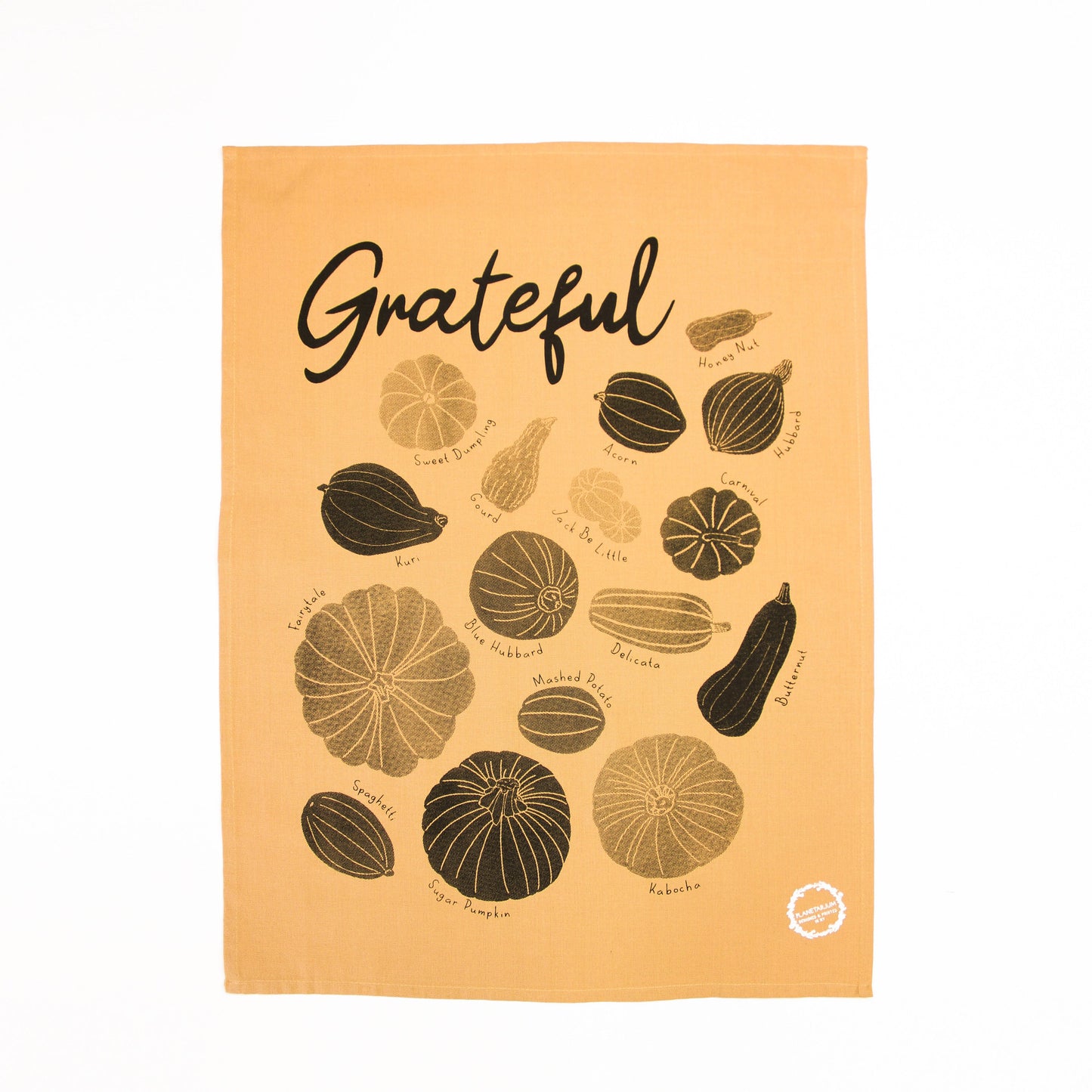 Grateful Gourds Tea Towel - Vibrant Squash and Pumpkin Design