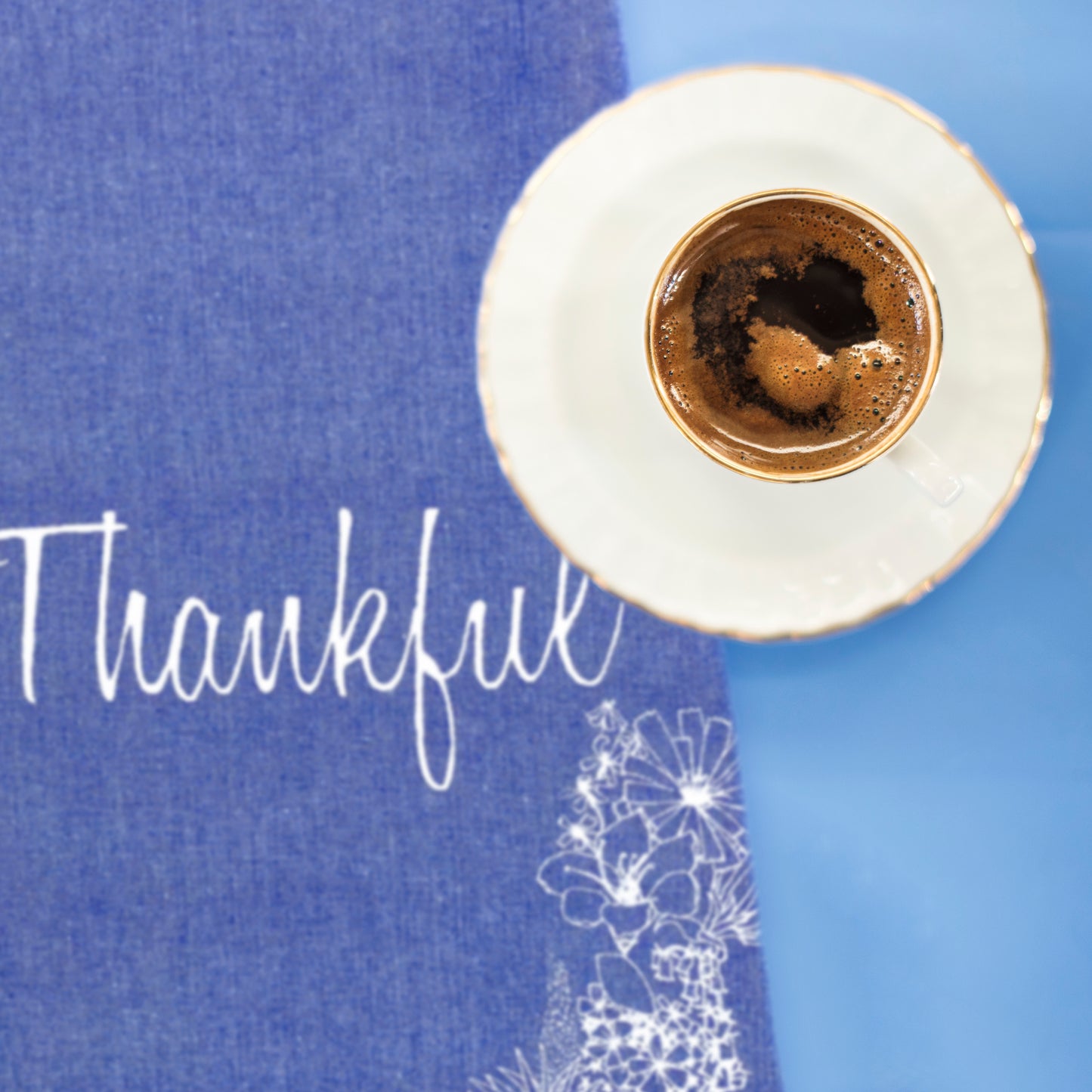 THANKFUL Handprinted Artisan Tea Towel