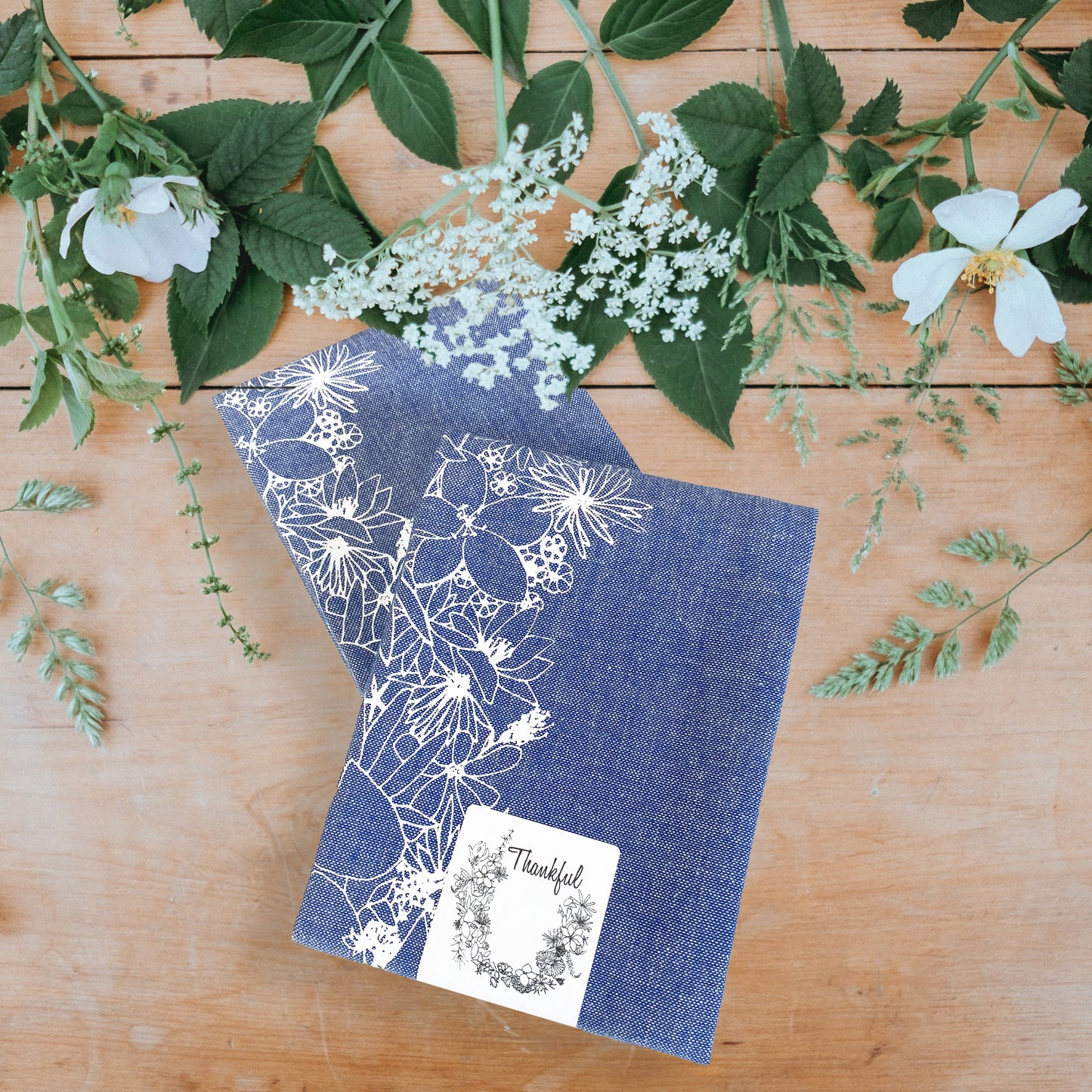 THANKFUL Handprinted Artisan Tea Towel
