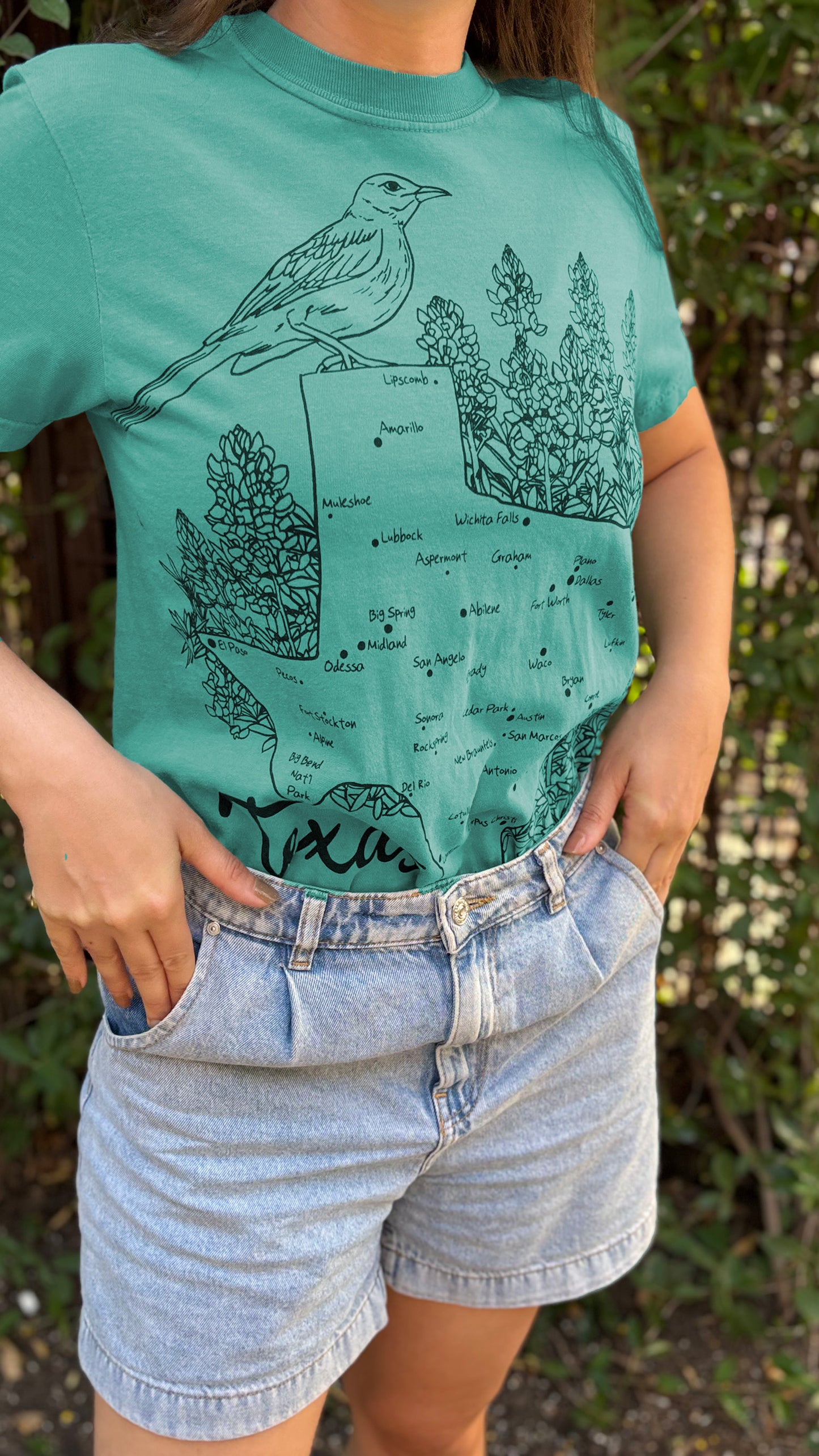 Texas Bluebonnet T-Shirt - Vibrant Botanical Print, 100% Cotton