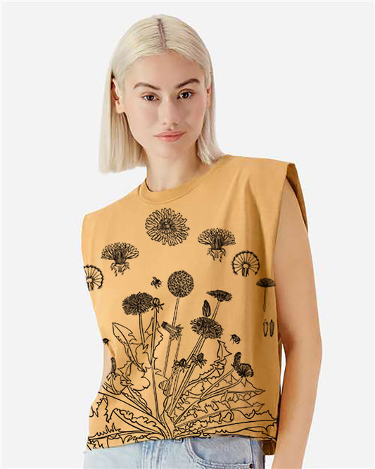 DANDELION hand-printed Crop top