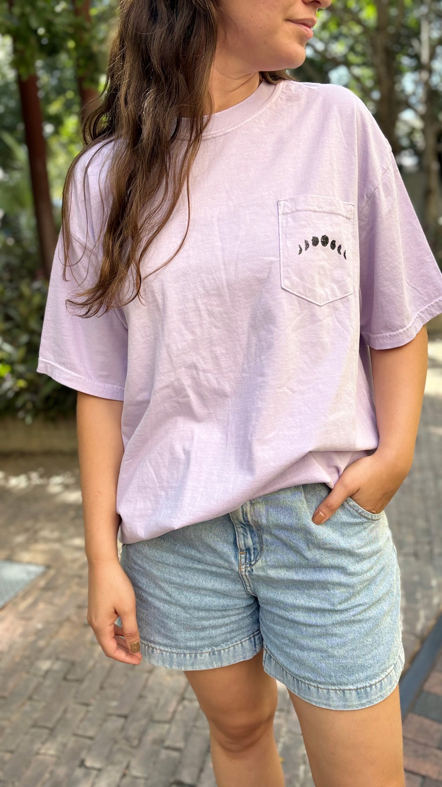 Lavender Moon T shirt - Handprinted Cotton Tee