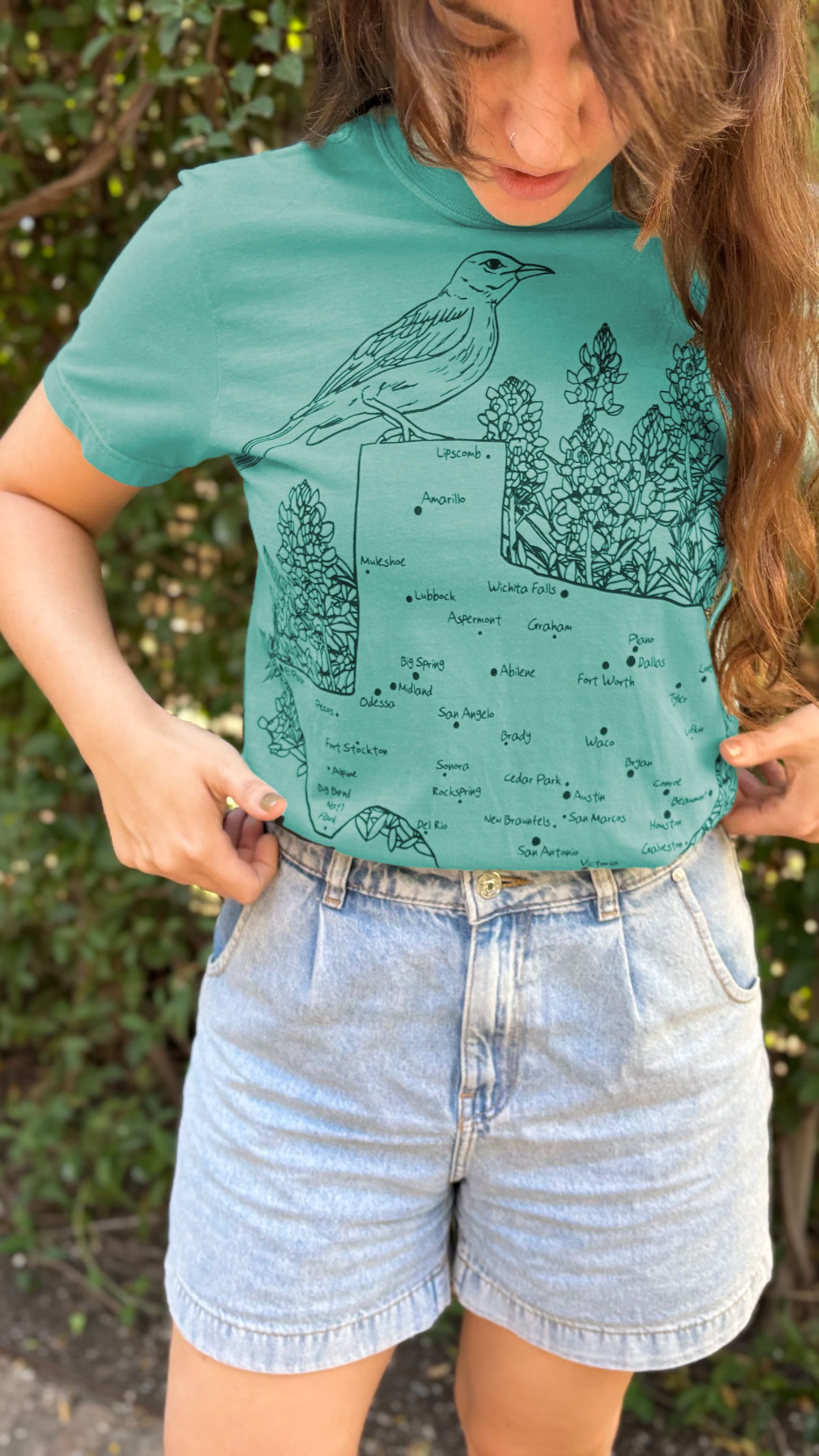 Texas Bluebonnet T-Shirt - Vibrant Botanical Print, 100% Cotton