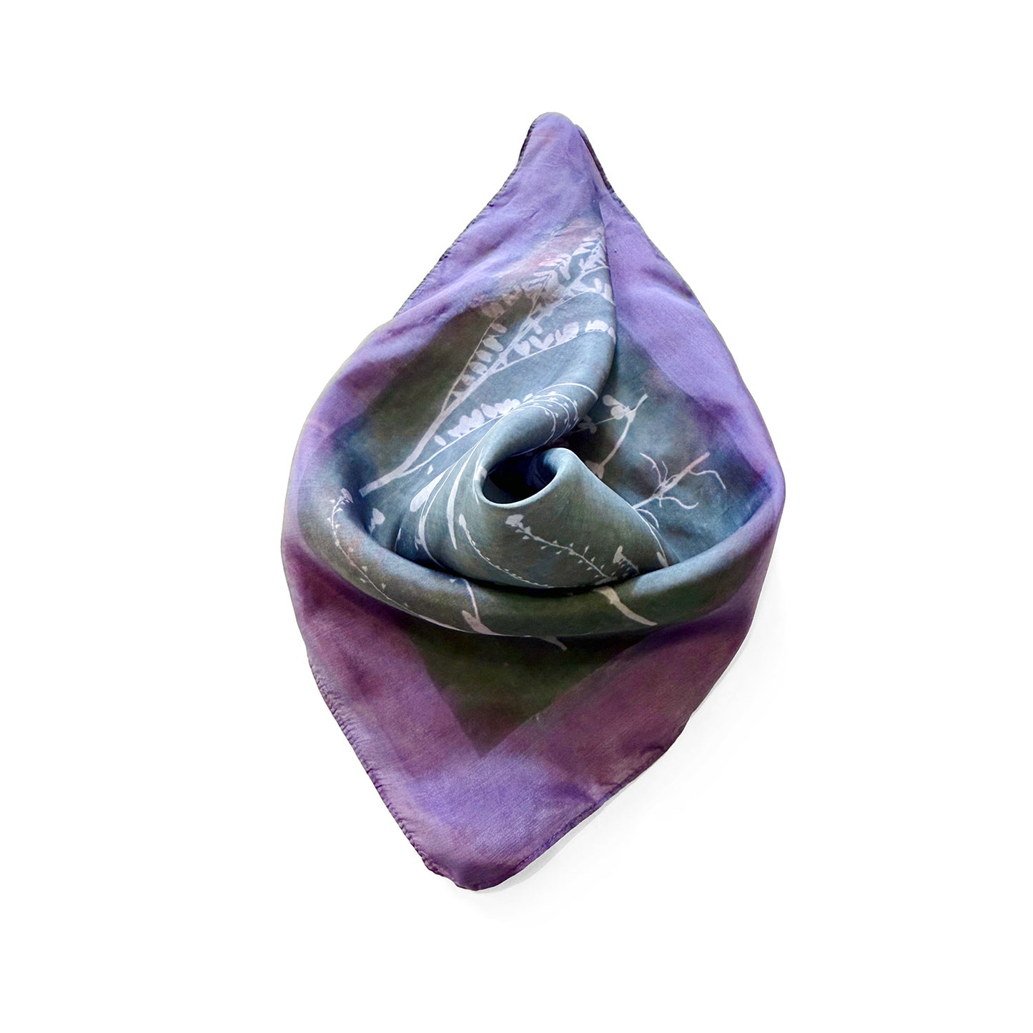 Hand-Painted and Screen-Printed Silk Wildflowers Bandanna | 100% Habotai Silk