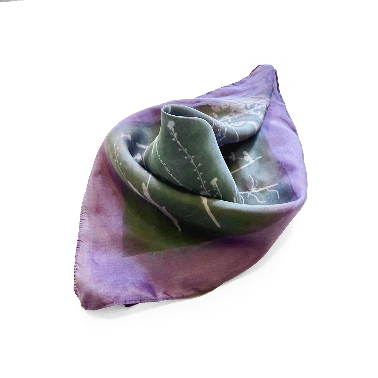 Hand-Painted and Screen-Printed Silk Wildflowers Bandanna | 100% Habotai Silk