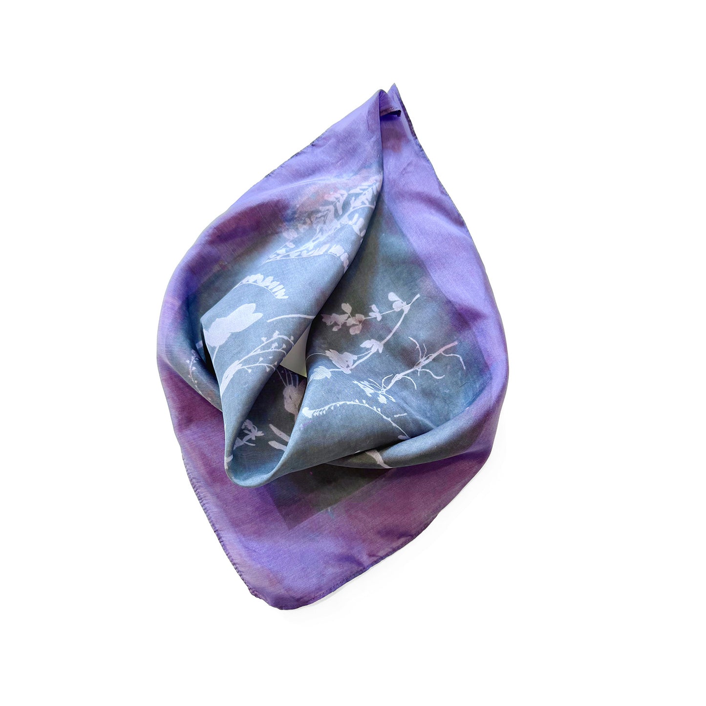 Hand-Painted and Screen-Printed Silk Wildflowers Bandanna | 100% Habotai Silk