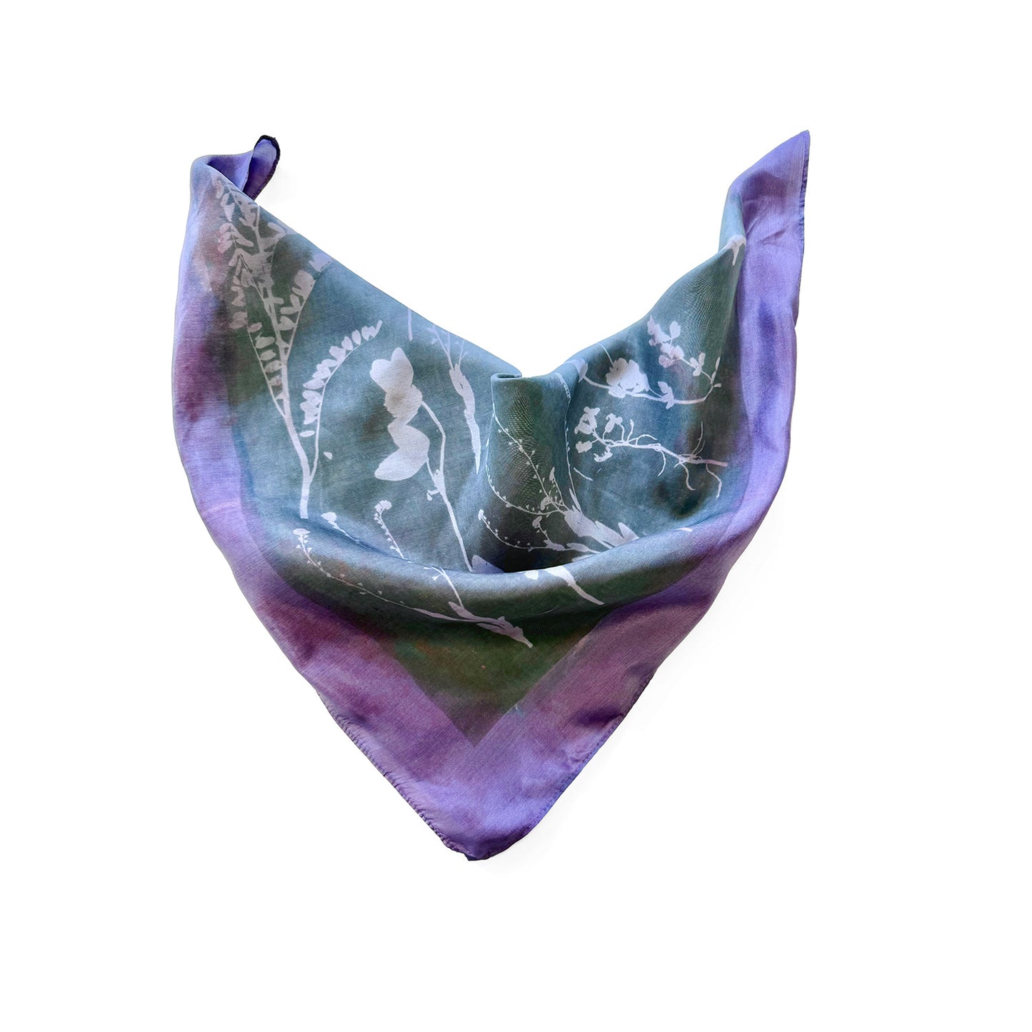 Hand-Painted and Screen-Printed Silk Wildflowers Bandanna | 100% Habotai Silk
