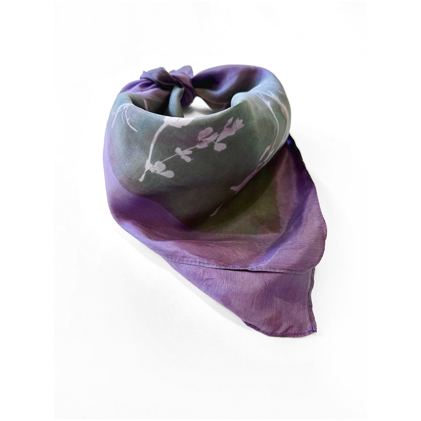 Hand-Painted and Screen-Printed Silk Wildflowers Bandanna | 100% Habotai Silk