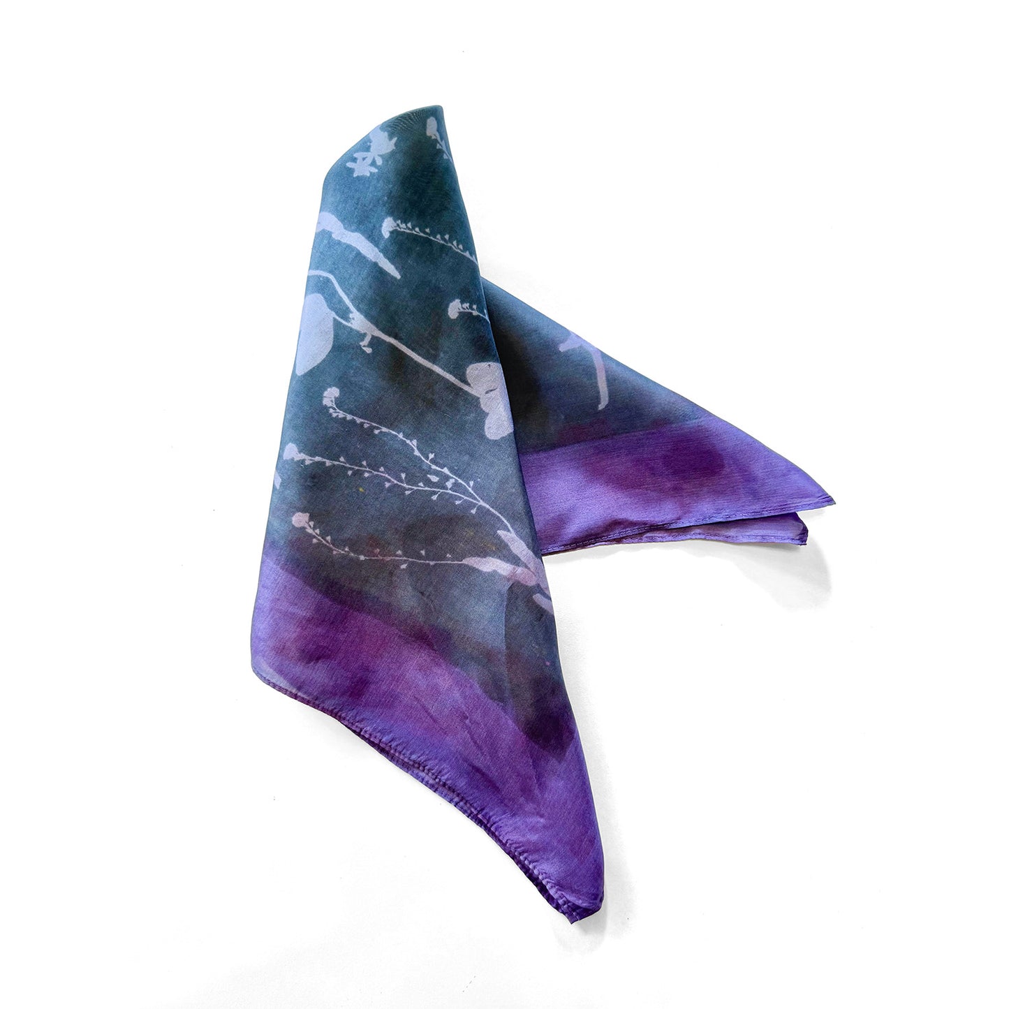 Hand-Painted and Screen-Printed Silk Wildflowers Bandanna | 100% Habotai Silk