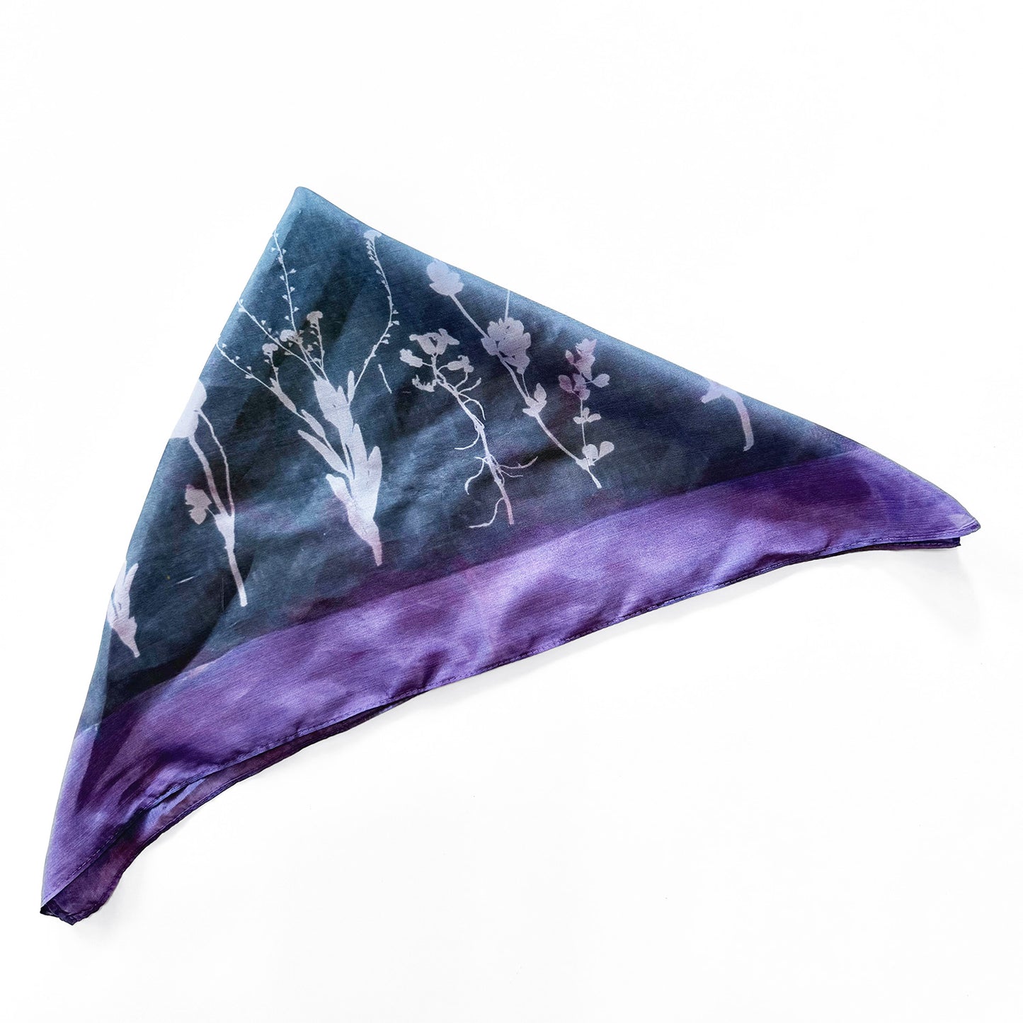 Hand-Painted and Screen-Printed Silk Wildflowers Bandanna | 100% Habotai Silk